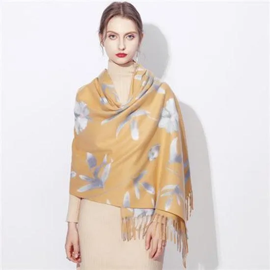 Women Scarf Winter Tassels Long Lady Shawls Cashmere Like Pashmina Hijabs Scarves Wraps