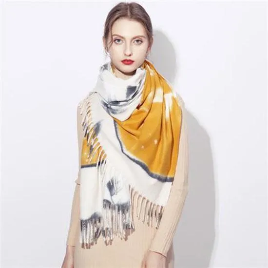 Women Scarf Winter Tassels Long Lady Shawls Cashmere Like Pashmina Hijabs Scarves Wraps