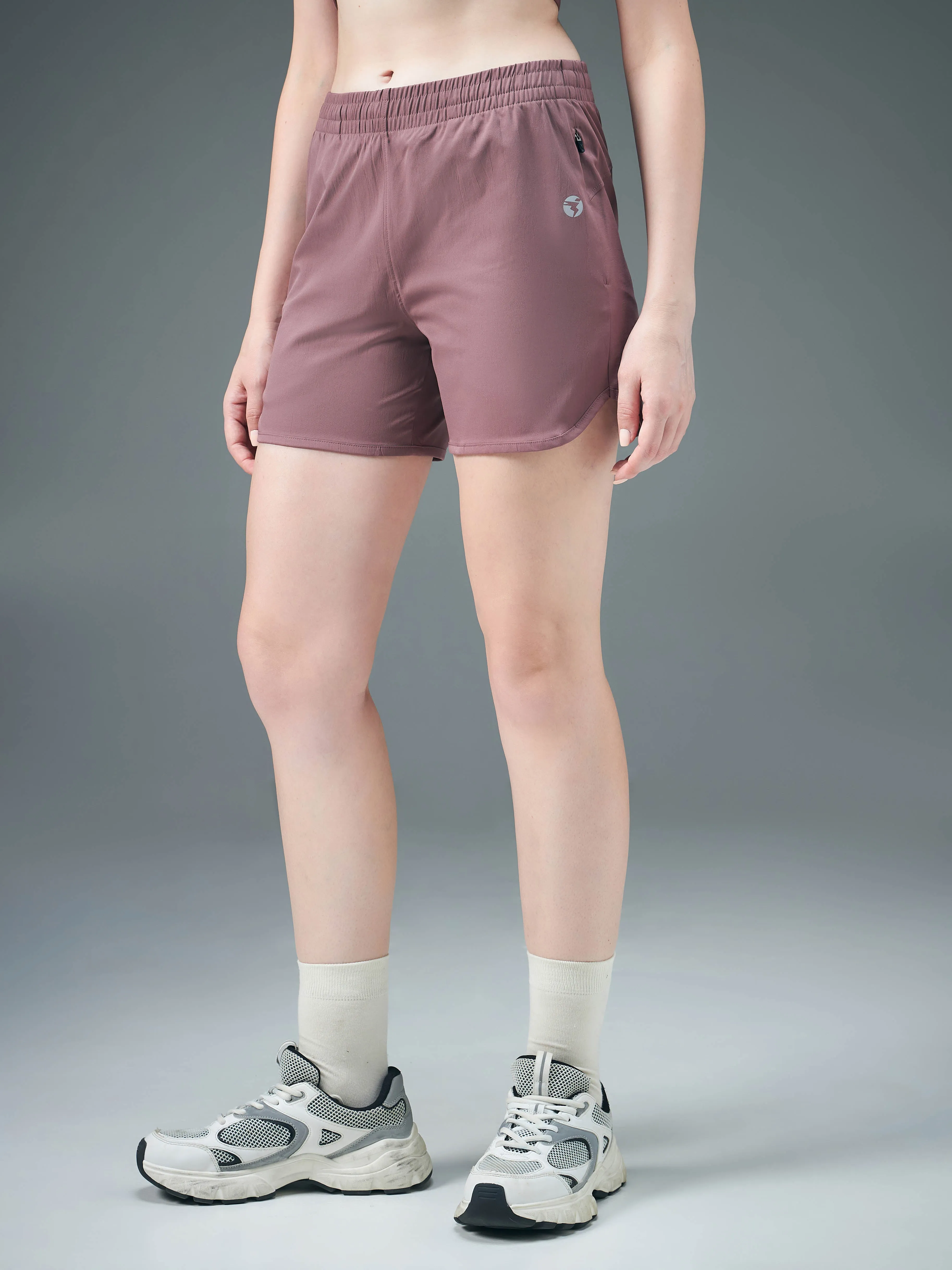 Women Solid Regular Fit Shorts with TS FLEXI