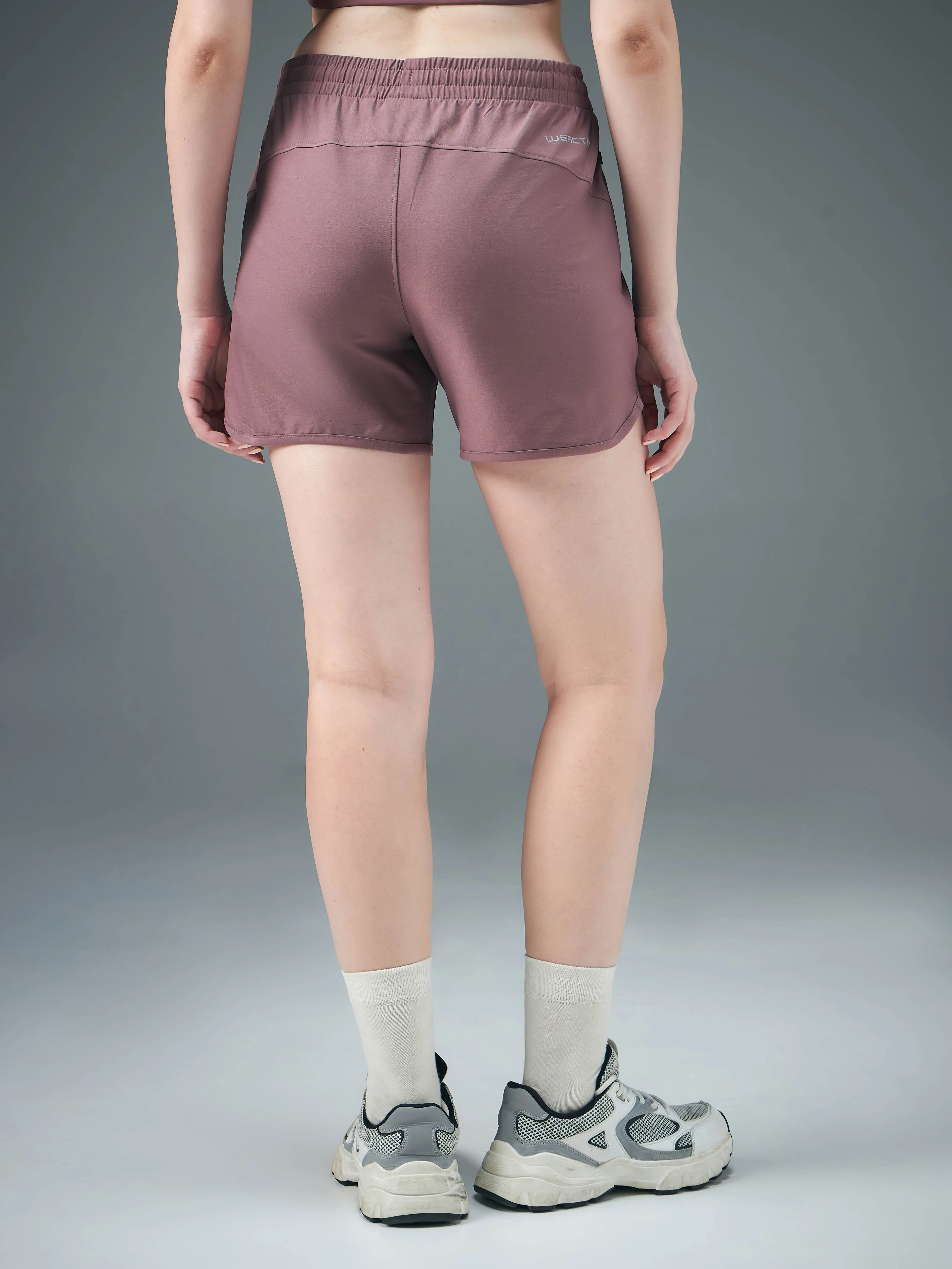 Women Solid Regular Fit Shorts with TS FLEXI
