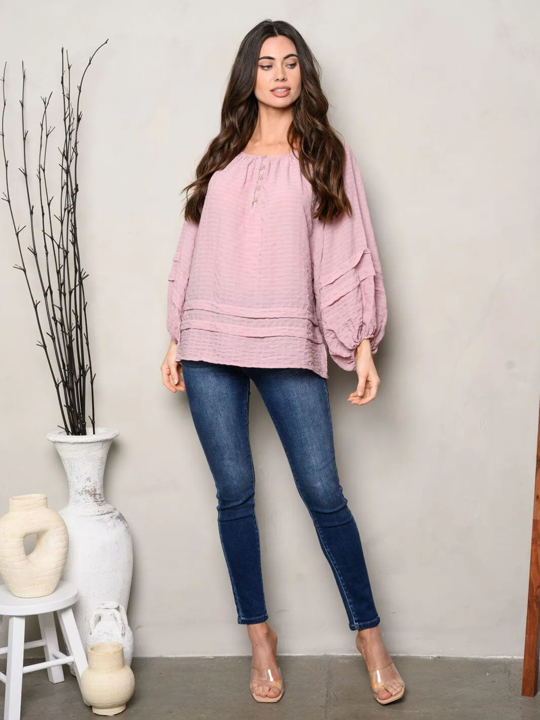 WOMEN'S BALLON LONG SLEEVE TUNIC TOP
