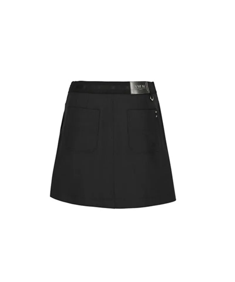 Women's Buckle Point A-Line Skirt - Black