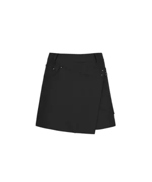 Women's Buckle Point A-Line Skirt - Black