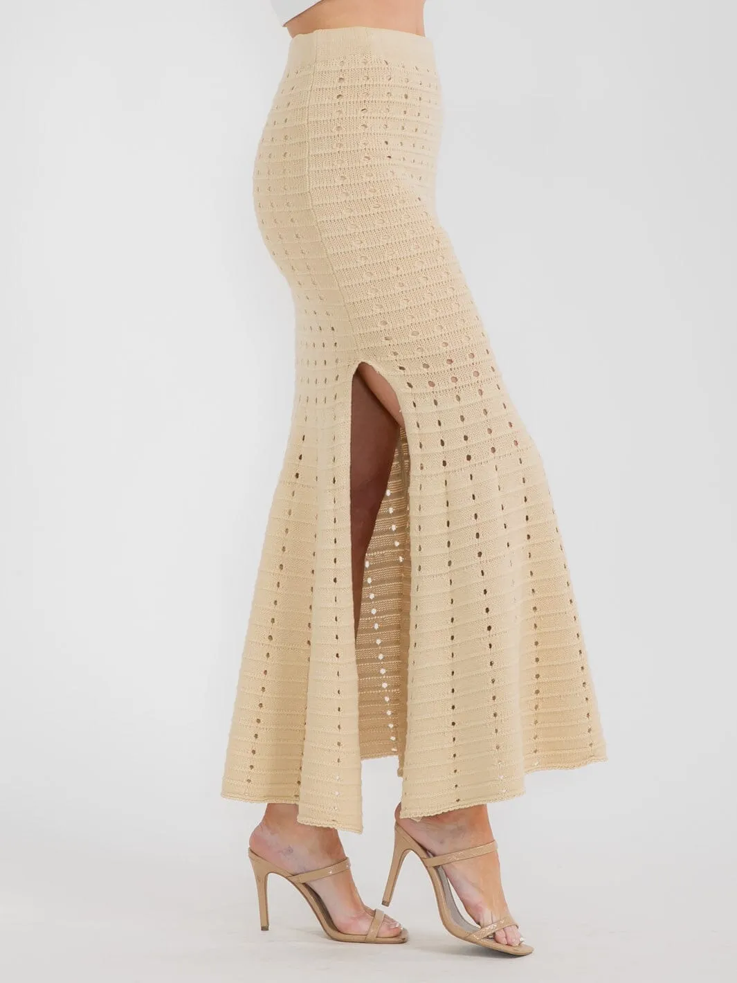 WOMEN'S ELASTIC WAIST KNIT MAXI SKIRT