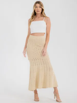 WOMEN'S ELASTIC WAIST KNIT MAXI SKIRT