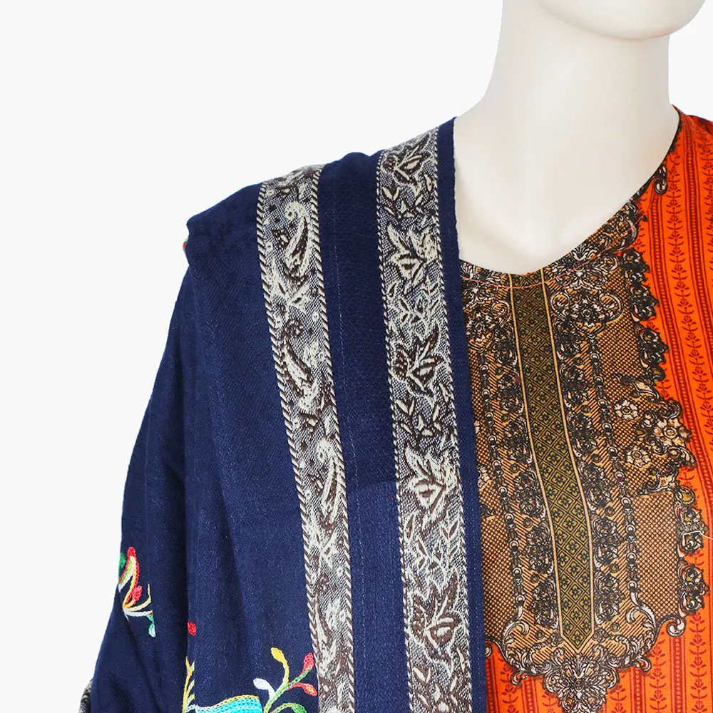 Women's Embroidered Shawl - Navy Blue