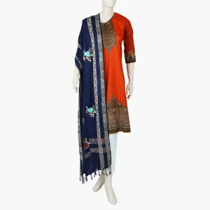Women's Embroidered Shawl - Navy Blue