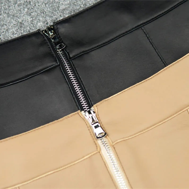 Women's Leather Skirt Fashion Simple Button Design A-line Sheepskin Short Skirt Commuter 2022 Autumn Winter New TF4787
