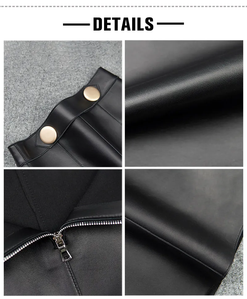 Women's Leather Skirt Fashion Simple Button Design A-line Sheepskin Short Skirt Commuter 2022 Autumn Winter New TF4787
