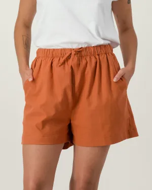 Womens Linen Shorts - Rust