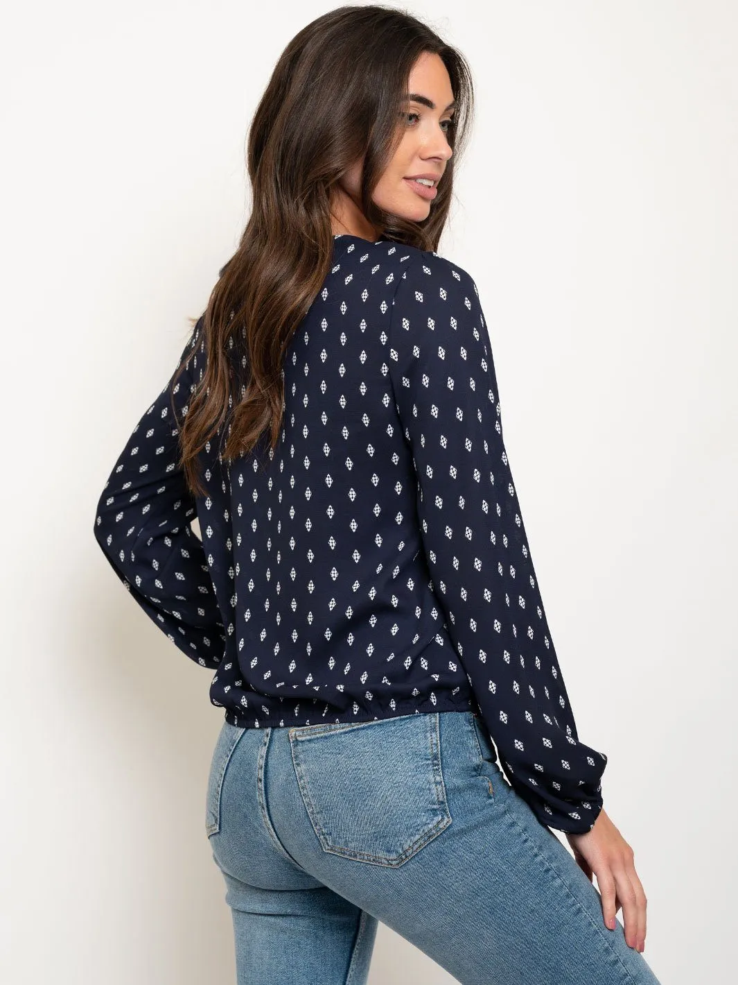 WOMEN'S LONG SLEEVE PRINTED TOP