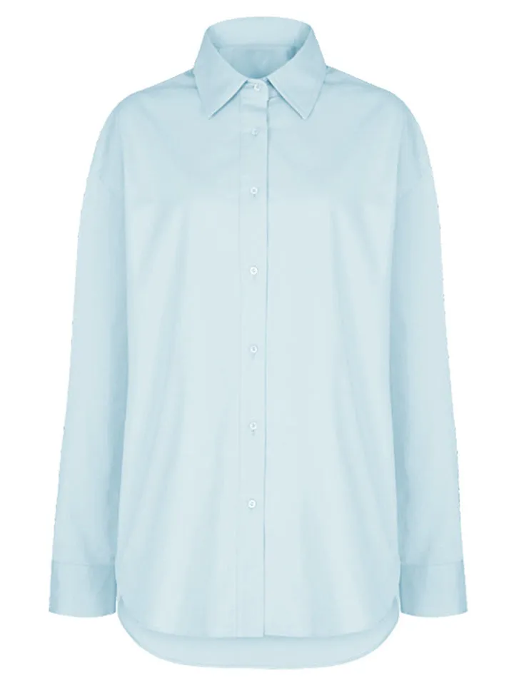 Women's Long Sleeve Turn-down Collar Basic Blouses