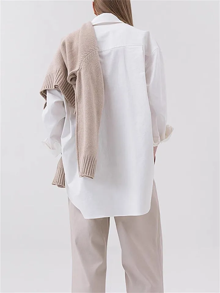 Women's Long Sleeve Turn-down Collar Basic Blouses
