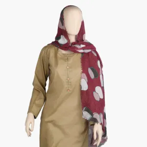 Women's Printed Scarf - Maroon