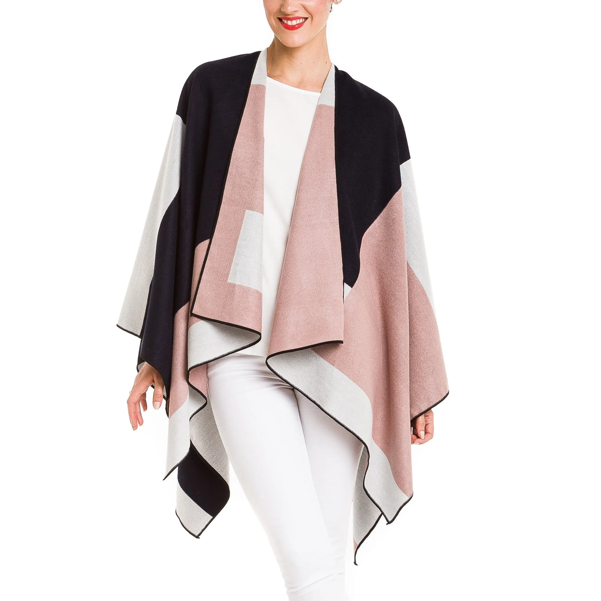 Women's Shawl Wrap Poncho Ruana Cape Cardigan Sweater Open Front (PC04-4)