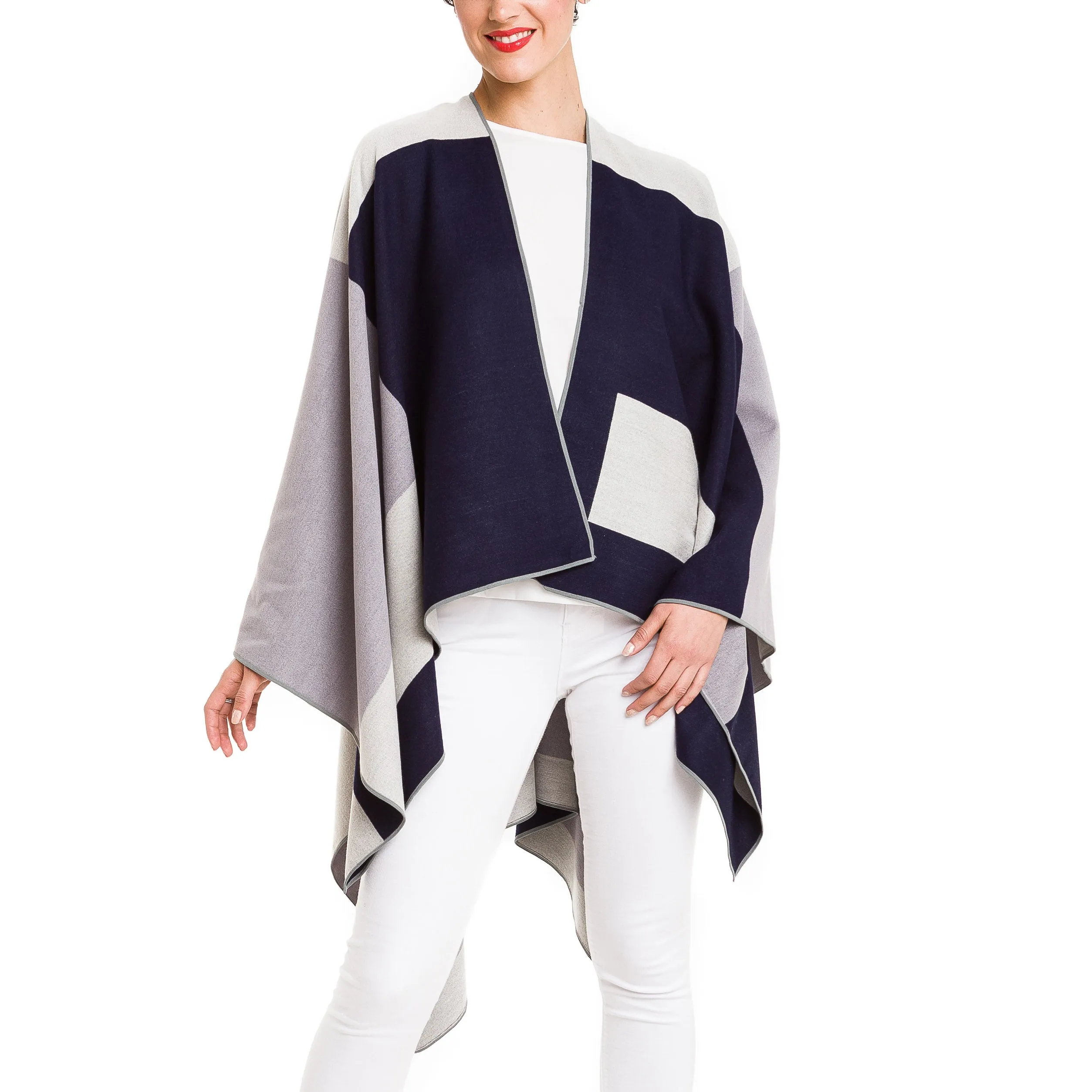 Women's Shawl Wrap Poncho Ruana Cape Cardigan Sweater Open Front (PC04-5)