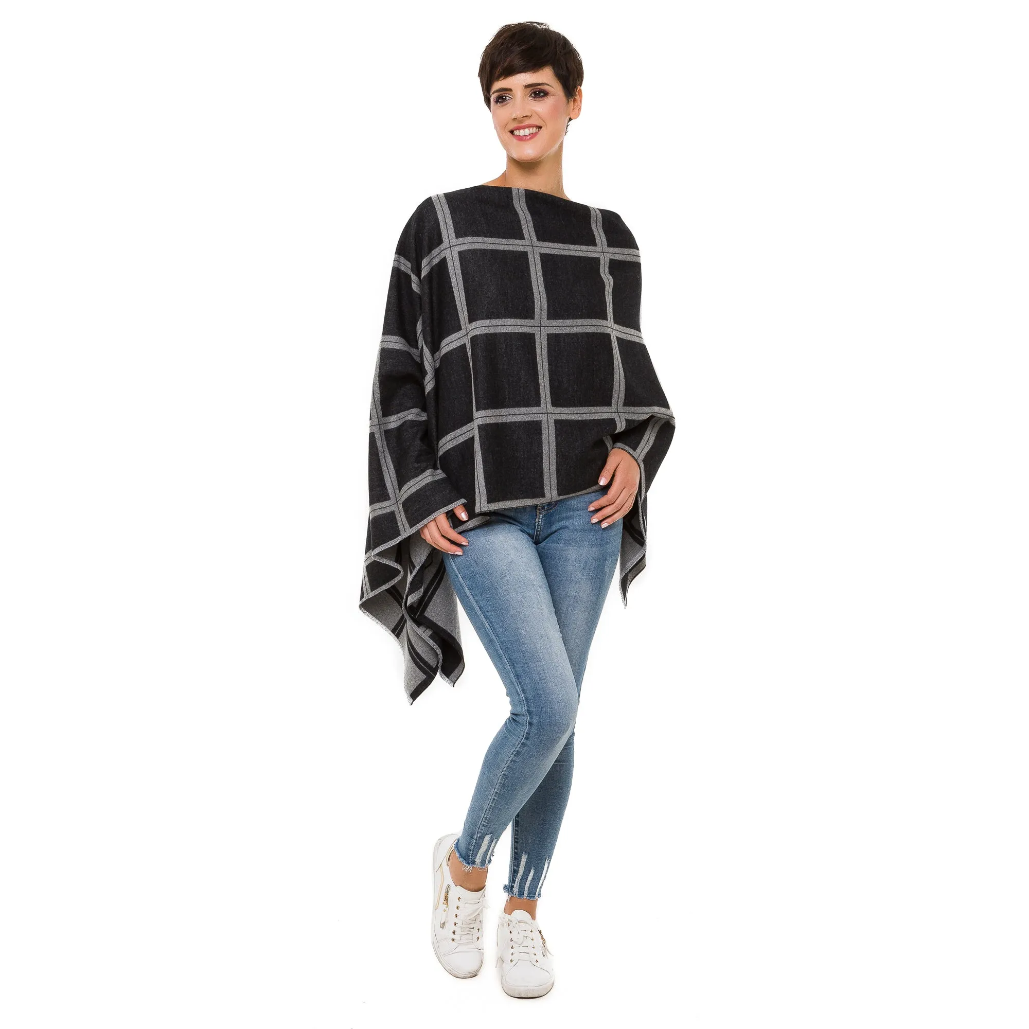 Women's Shawl Wrap Poncho Ruana Cape Cardigan Sweater Open Front (PC07-11)