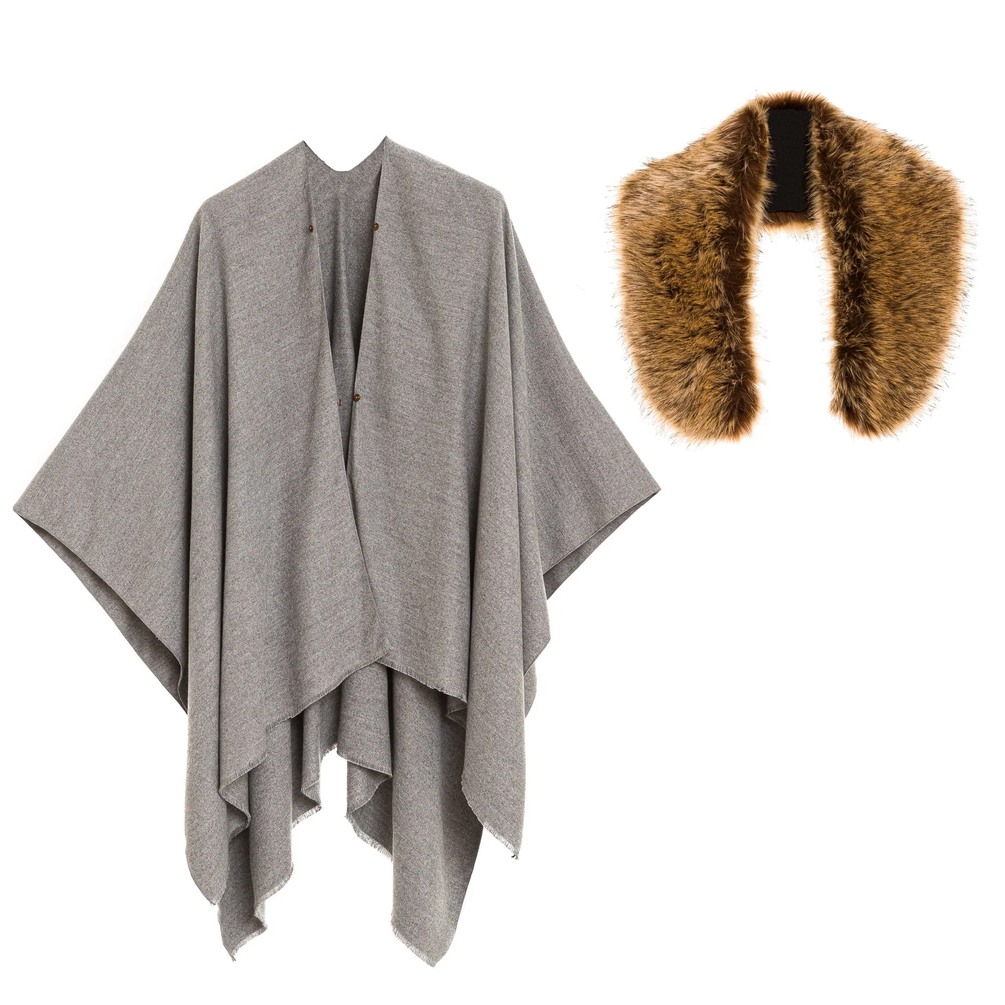 Women's Shawl Wrap Poncho Ruana Cape Cardigan Sweater Open Front (PCF-4)