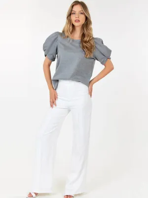 WOMEN'S SHORT PUFF SLEEVE BLOUSE