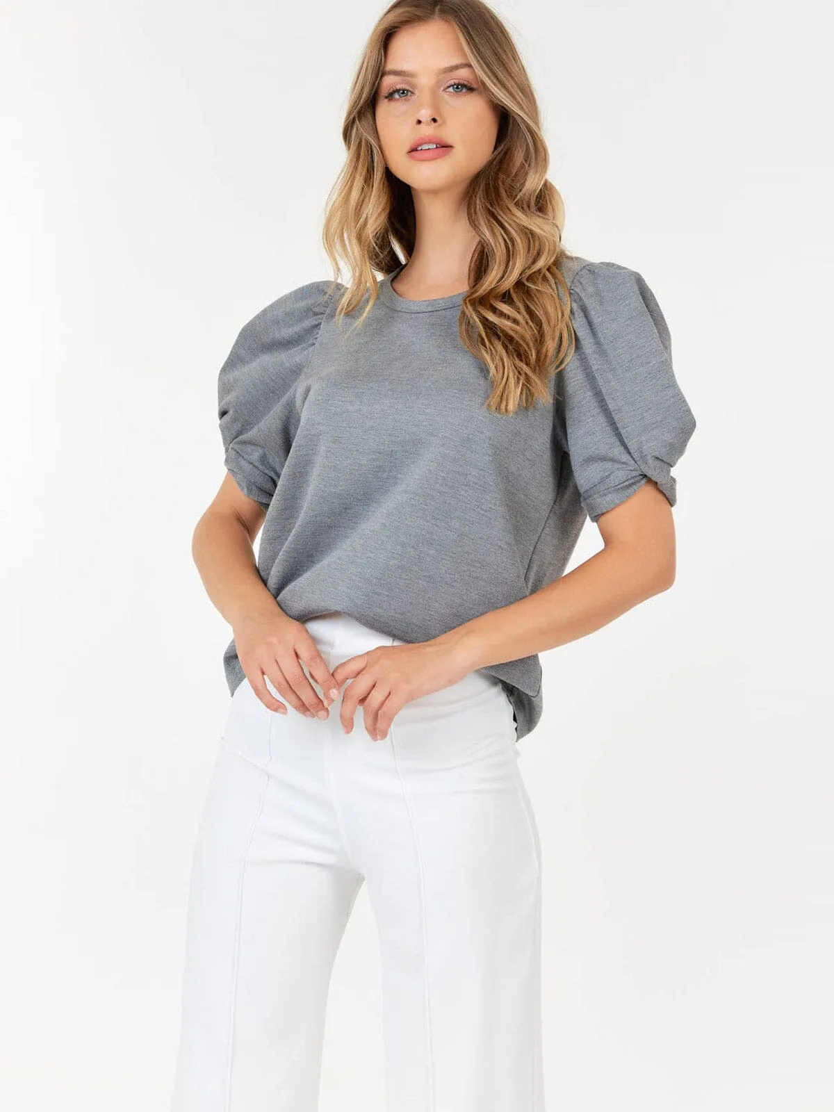 WOMEN'S SHORT PUFF SLEEVE BLOUSE