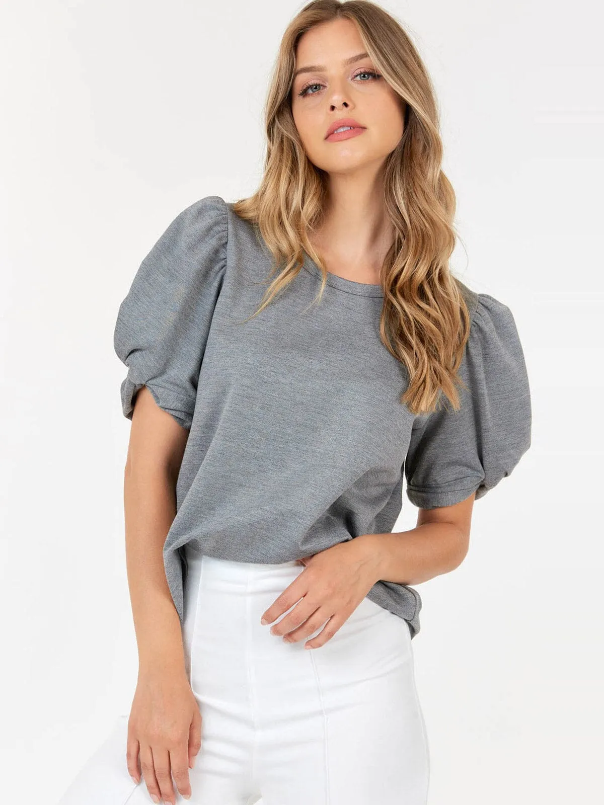 WOMEN'S SHORT PUFF SLEEVE BLOUSE
