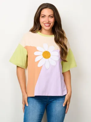 WOMEN'S SHORT SLEEVE GRAPHIC COLORBLOCK TOP