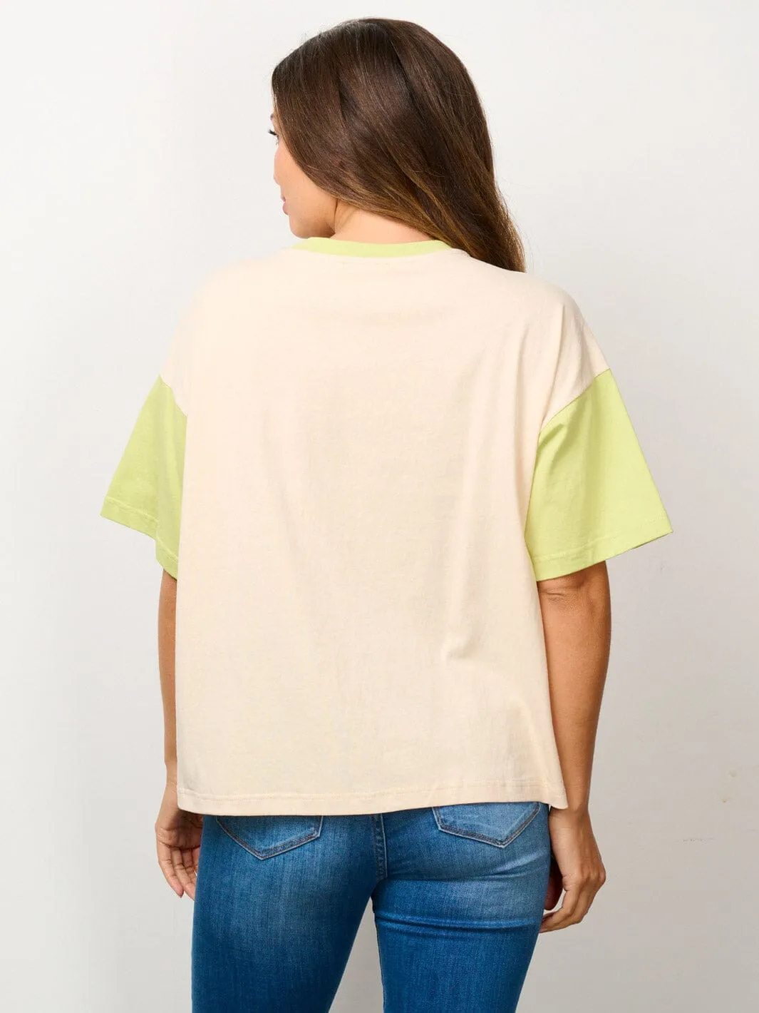 WOMEN'S SHORT SLEEVE GRAPHIC COLORBLOCK TOP
