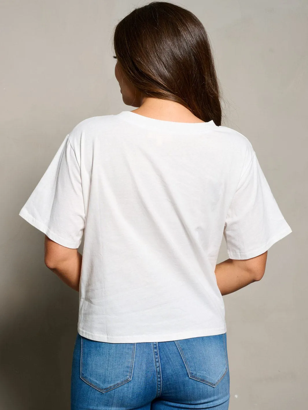 WOMEN'S SHORT SLEEVE SEQUINS HOWDY GRAPHIC TOP
