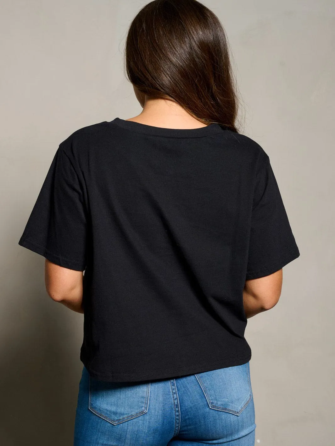 WOMEN'S SHORT SLEEVE SEQUINS HOWDY GRAPHIC TOP