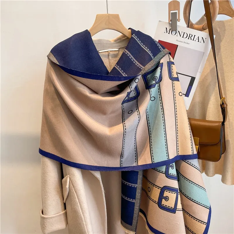 Women's Warm Scarf Cashmere Design Print Shawls Thick Blanket Soft Stoles