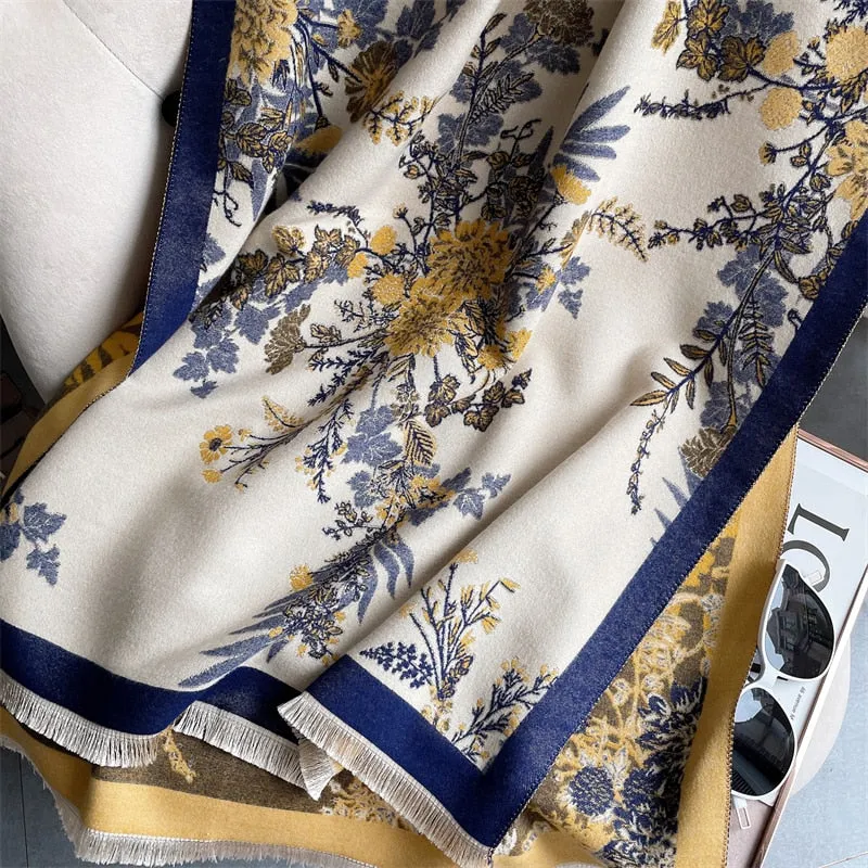 Women's Warm Scarf Cashmere Design Print Shawls Thick Blanket Soft Stoles