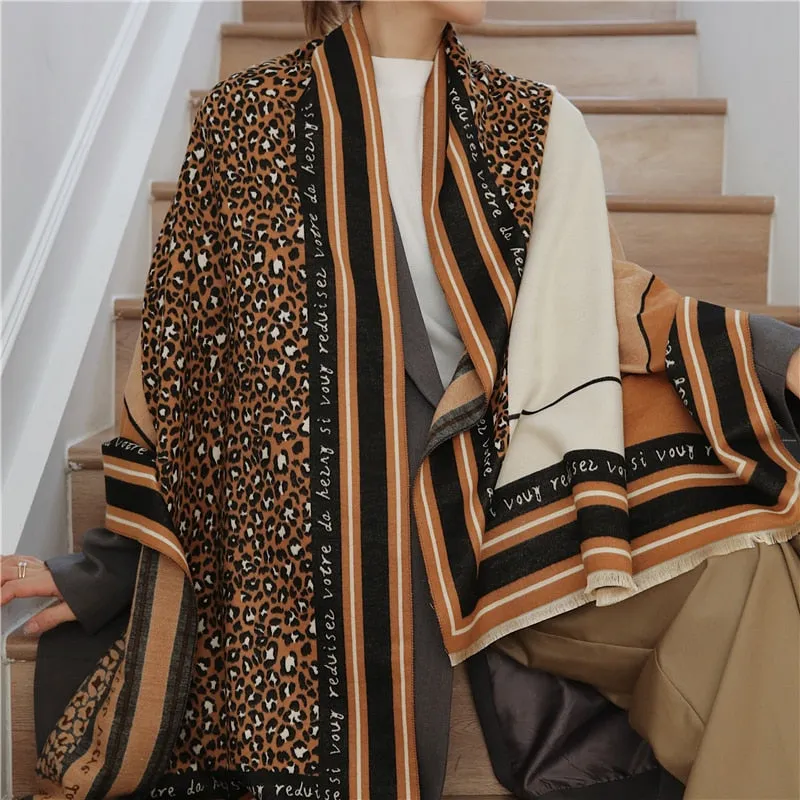 Women's Warm Scarf Cashmere Design Print Shawls Thick Blanket Soft Stoles