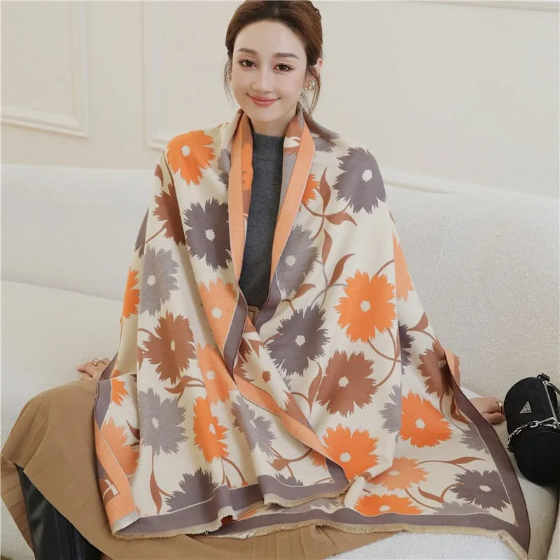 Women's Warm Scarf Cashmere Design Print Shawls Thick Blanket Soft Stoles
