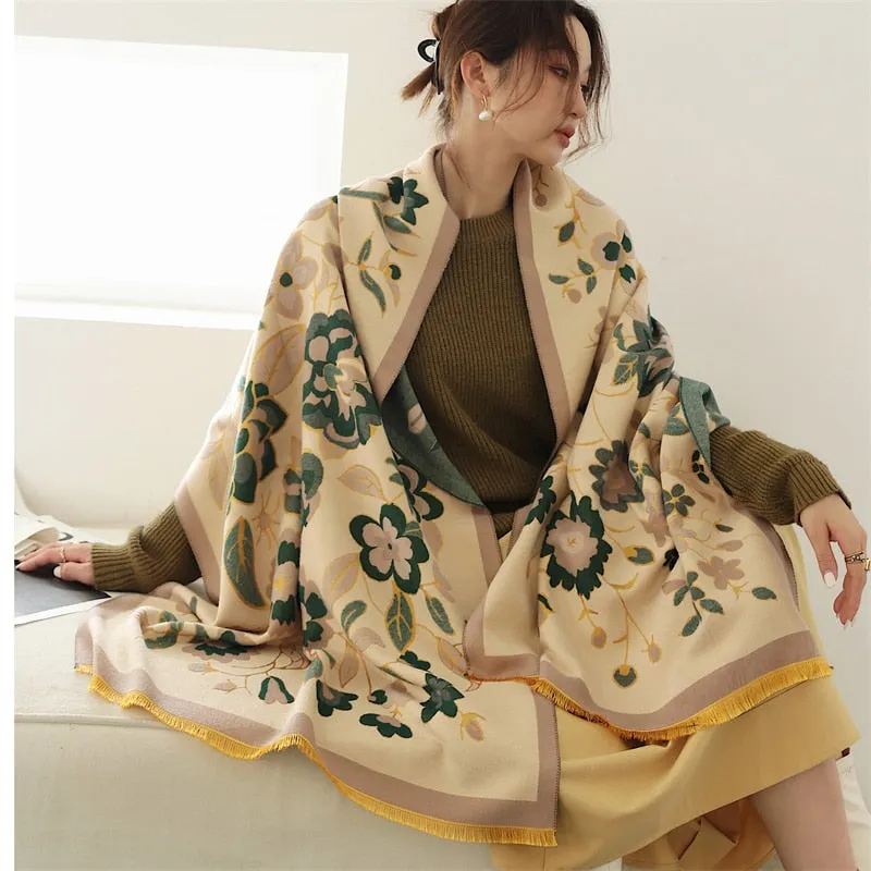 Women's Warm Scarf Cashmere Design Print Shawls Thick Blanket Soft Stoles
