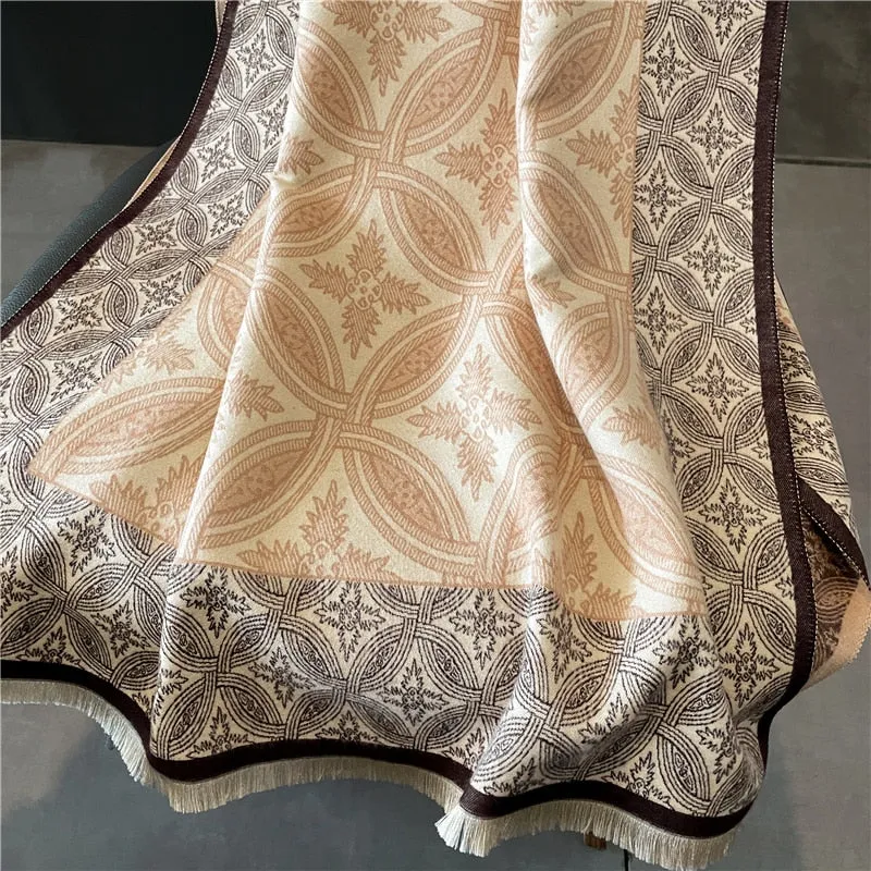 Women's Warm Scarf Cashmere Design Print Shawls Thick Blanket Soft Stoles