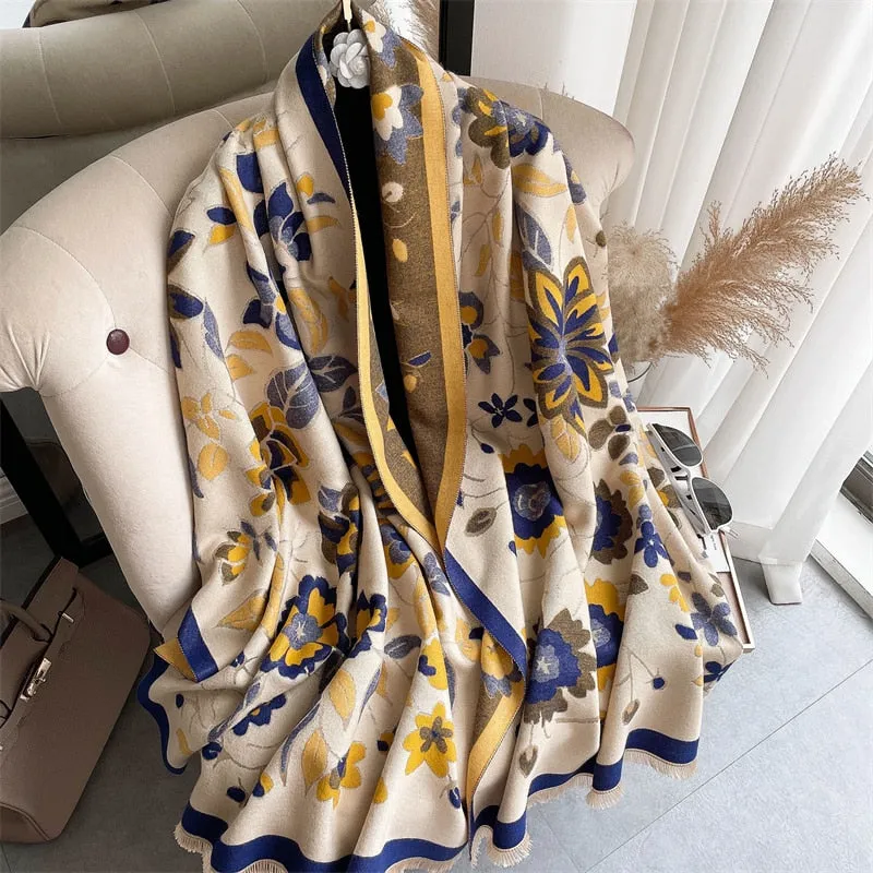 Women's Warm Scarf Cashmere Design Print Shawls Thick Blanket Soft Stoles