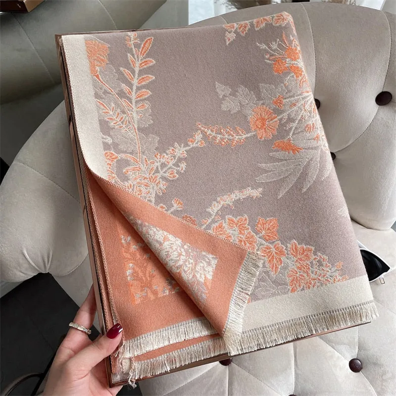 Women's Warm Scarf Cashmere Design Print Shawls Thick Blanket Soft Stoles