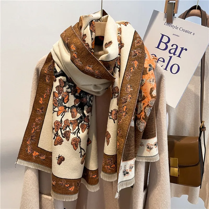 Women's Warm Scarf Cashmere Design Print Shawls Thick Blanket Soft Stoles