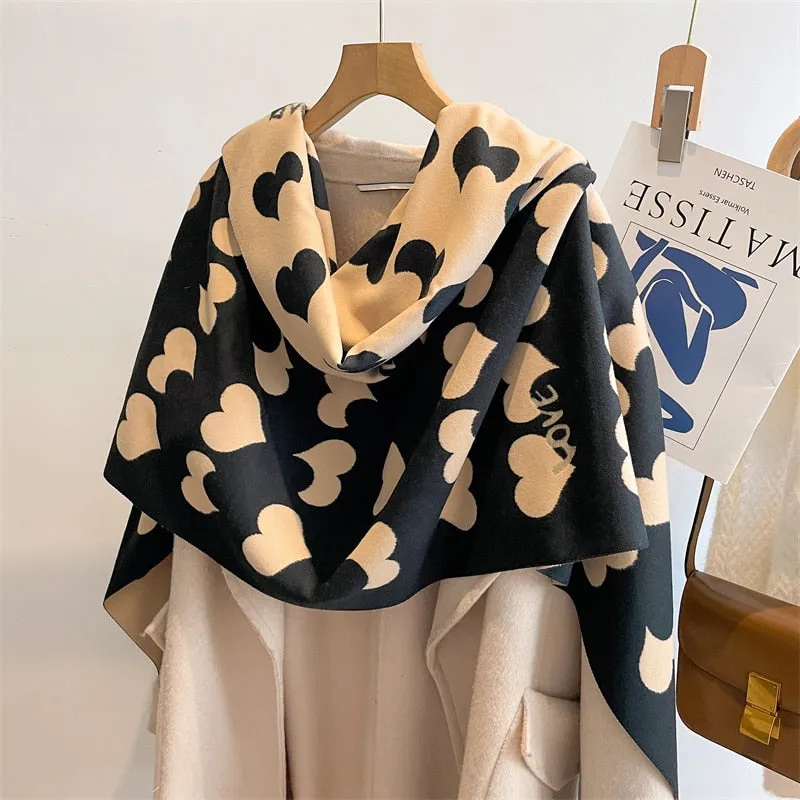 Women's Warm Scarf Cashmere Design Print Shawls Thick Blanket Soft Stoles