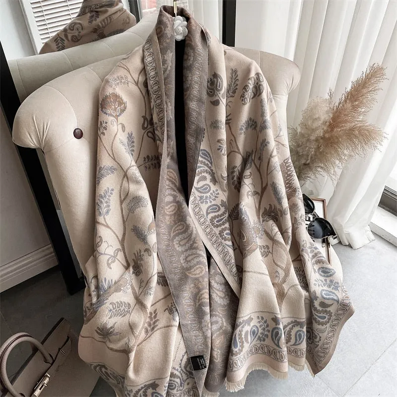 Women's Warm Scarf Cashmere Design Print Shawls Thick Blanket Soft Stoles