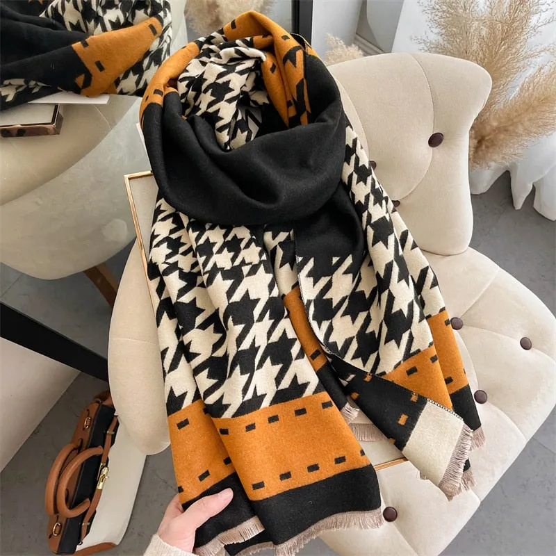 Women's Warm Scarf Cashmere Design Print Shawls Thick Blanket Soft Stoles