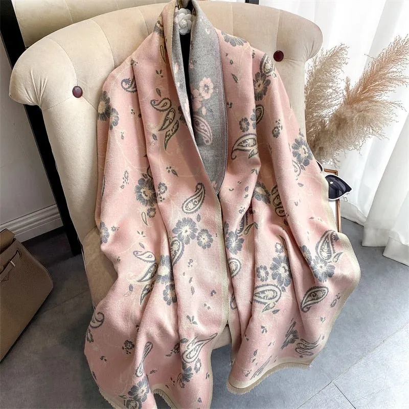 Women's Warm Scarf Cashmere Design Print Shawls Thick Blanket Soft Stoles