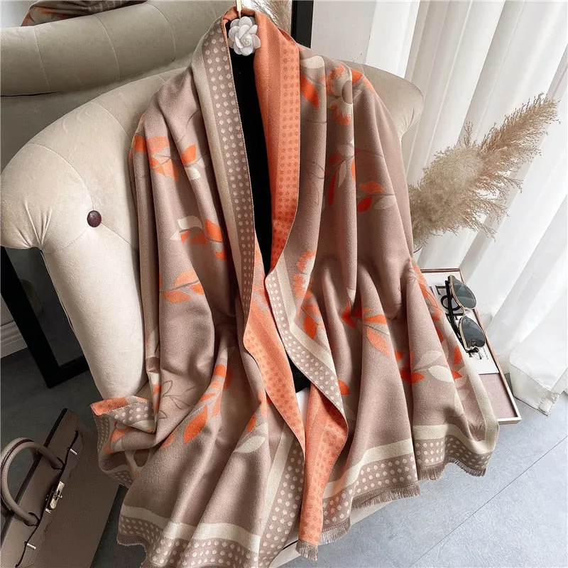 Women's Warm Scarf Cashmere Design Print Shawls Thick Blanket Soft Stoles
