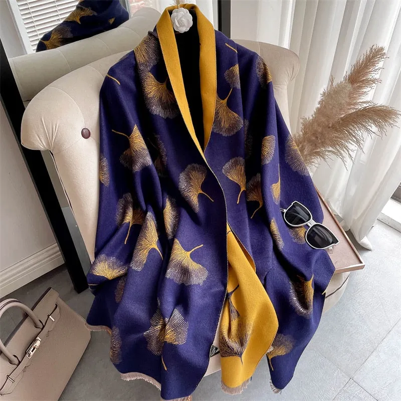 Women's Warm Scarf Cashmere Design Print Shawls Thick Blanket Soft Stoles