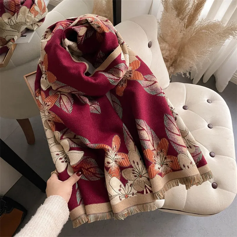 Women's Warm Scarf Cashmere Design Print Shawls Thick Blanket Soft Stoles