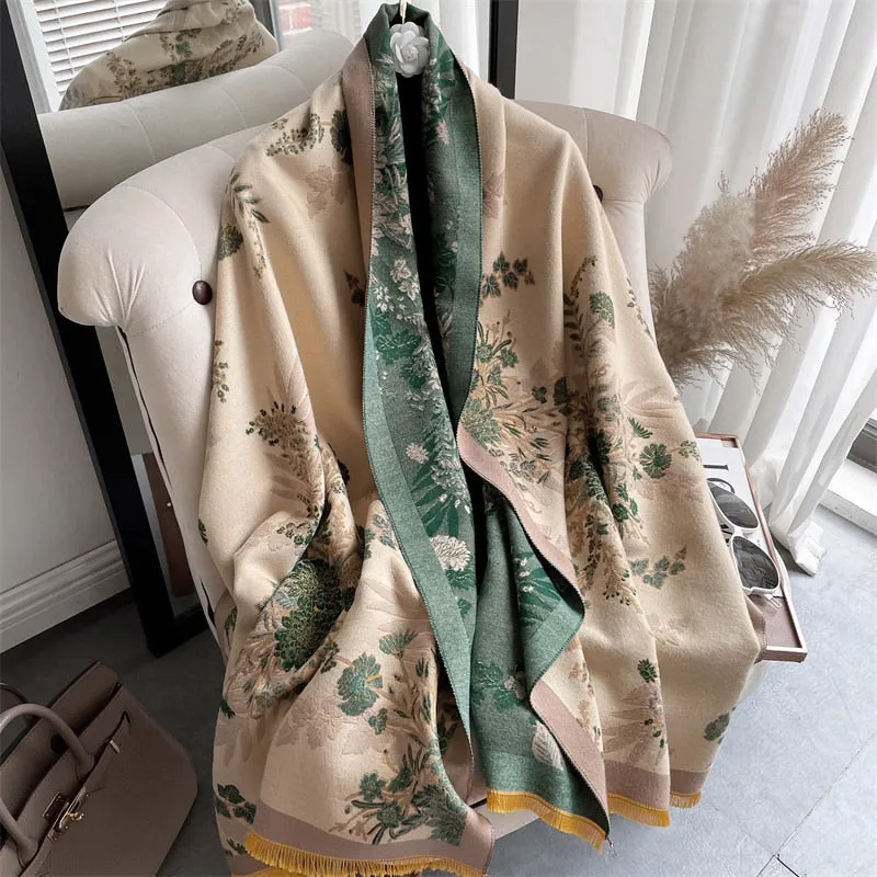 Women's Warm Scarf Cashmere Design Print Shawls Thick Blanket Soft Stoles
