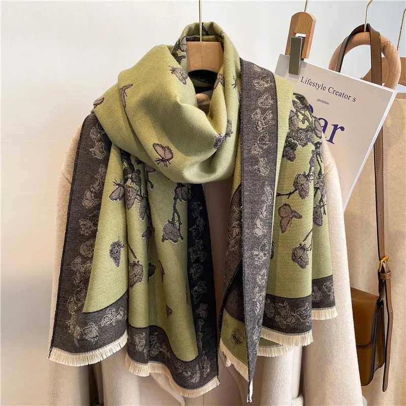 Women's Warm Scarf Cashmere Design Print Shawls Thick Blanket Soft Stoles