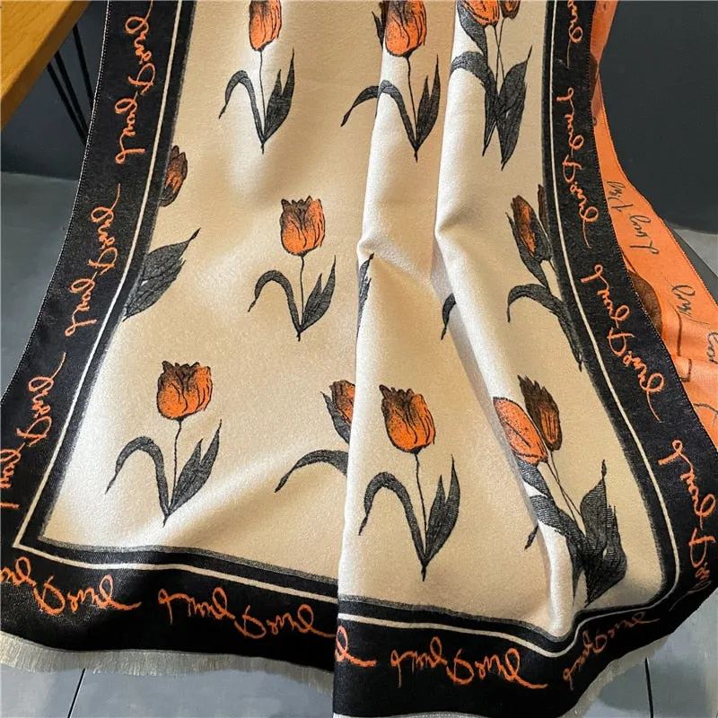 Women's Warm Scarf Cashmere Design Print Shawls Thick Blanket Soft Stoles