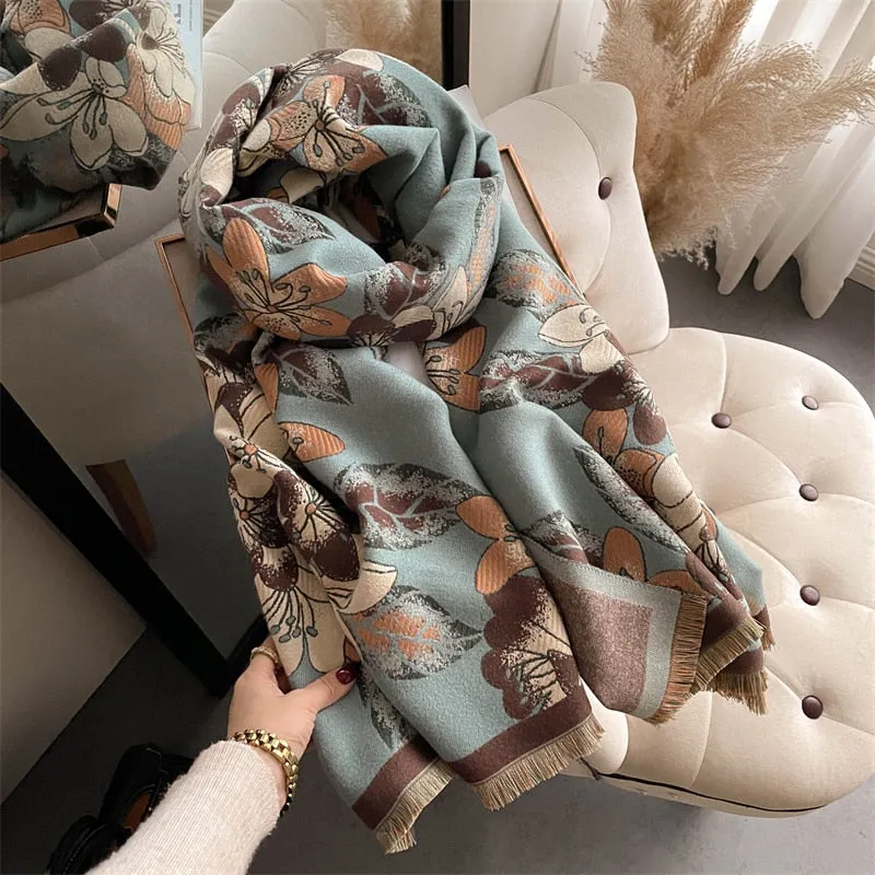 Women's Warm Scarf Cashmere Design Print Shawls Thick Blanket Soft Stoles