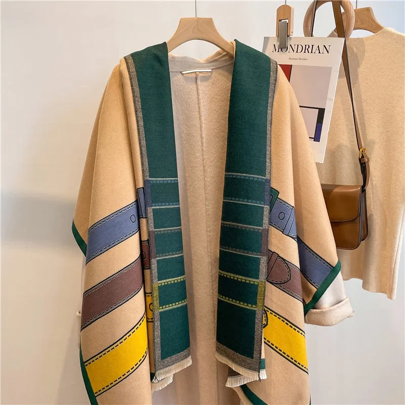 Women's Warm Scarf Cashmere Design Print Shawls Thick Blanket Soft Stoles